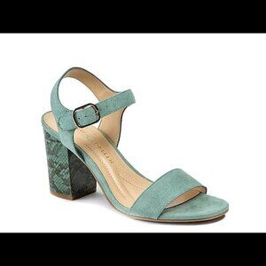 Aqua Snakeskin print heels